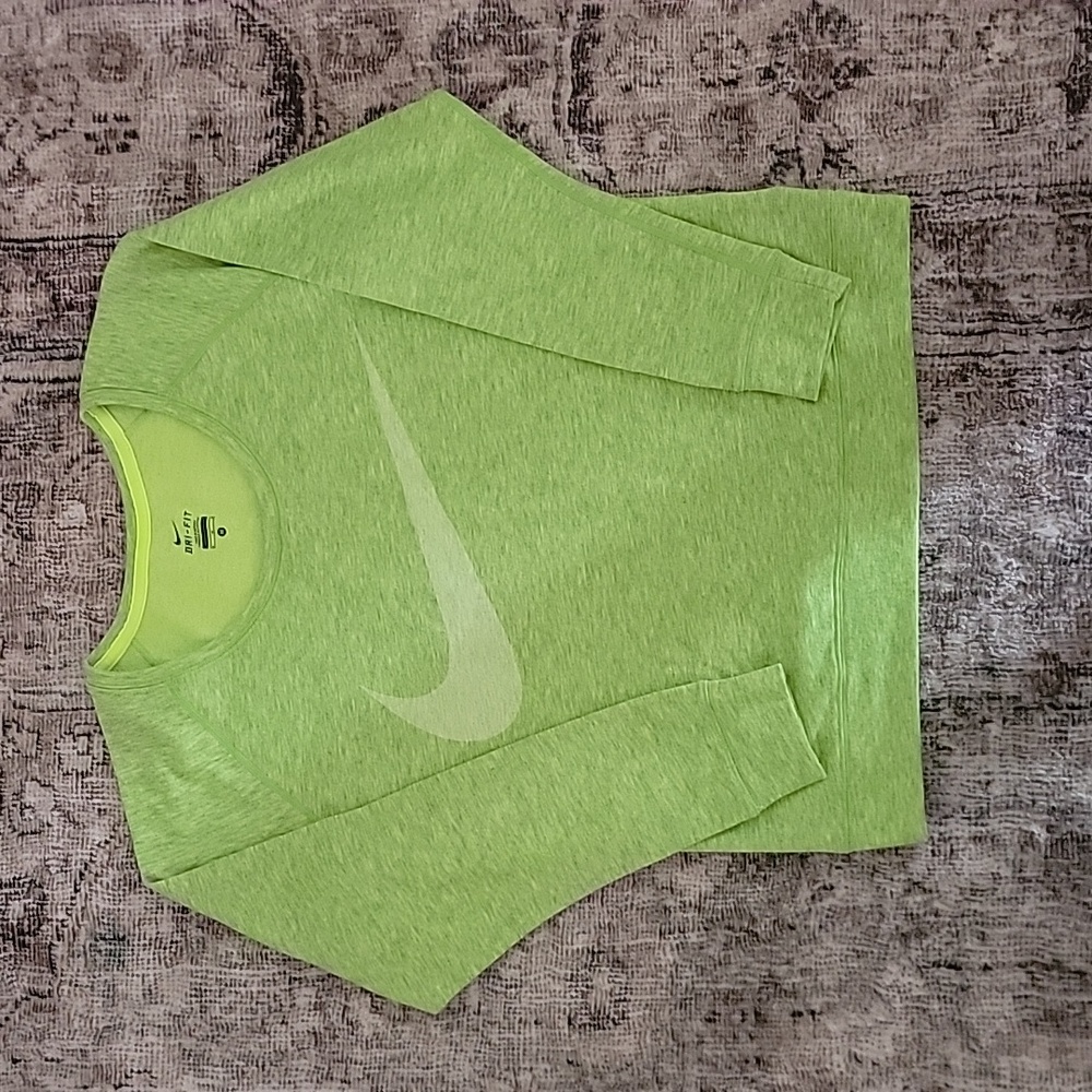 NIKE Dri-FIT Sweatshirt  Lime Green Pullover Sportswear Scoop neck